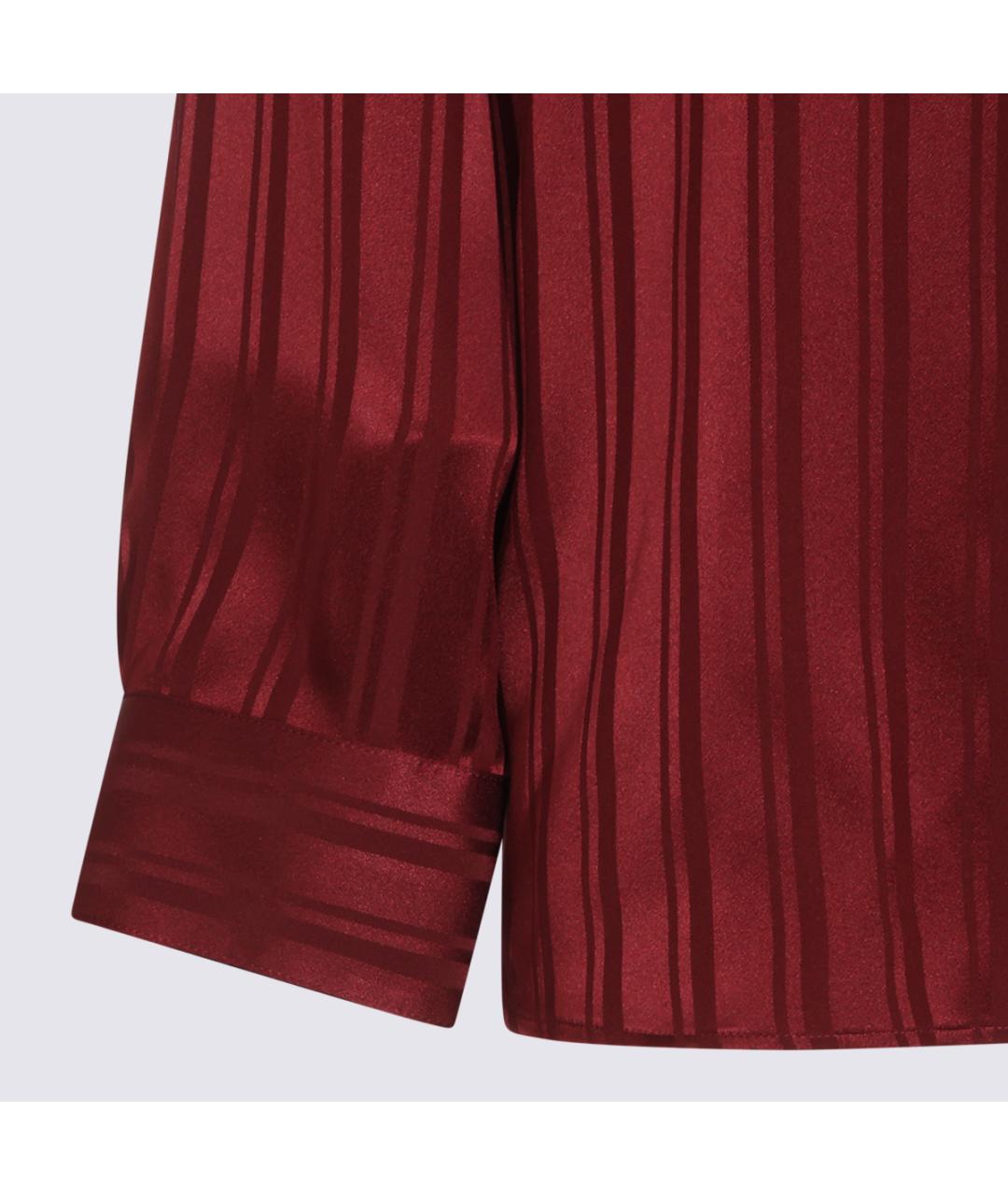 SAINT LAURENT Бордовая шелковая блузы, фото 3