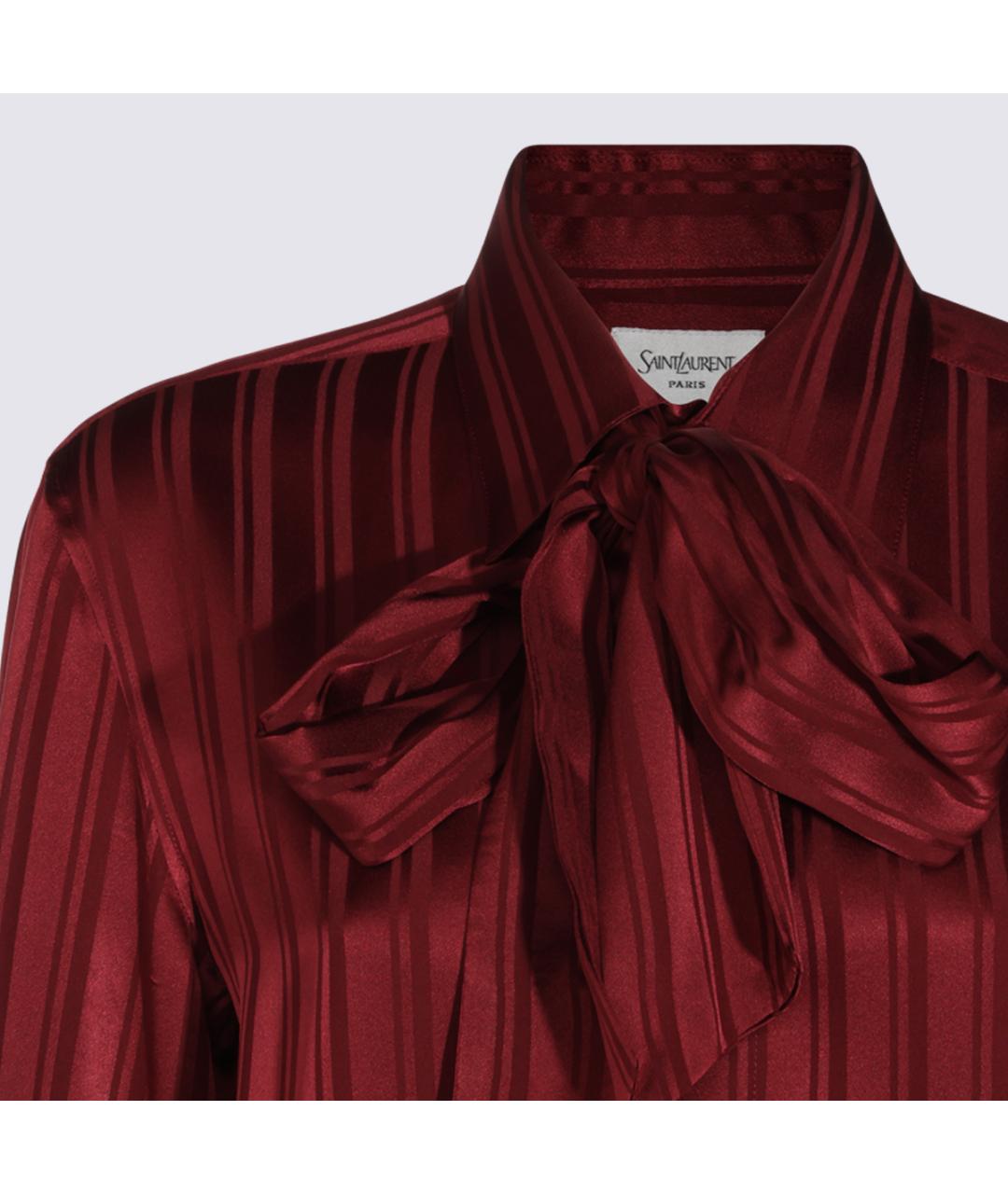 SAINT LAURENT Бордовая шелковая блузы, фото 4