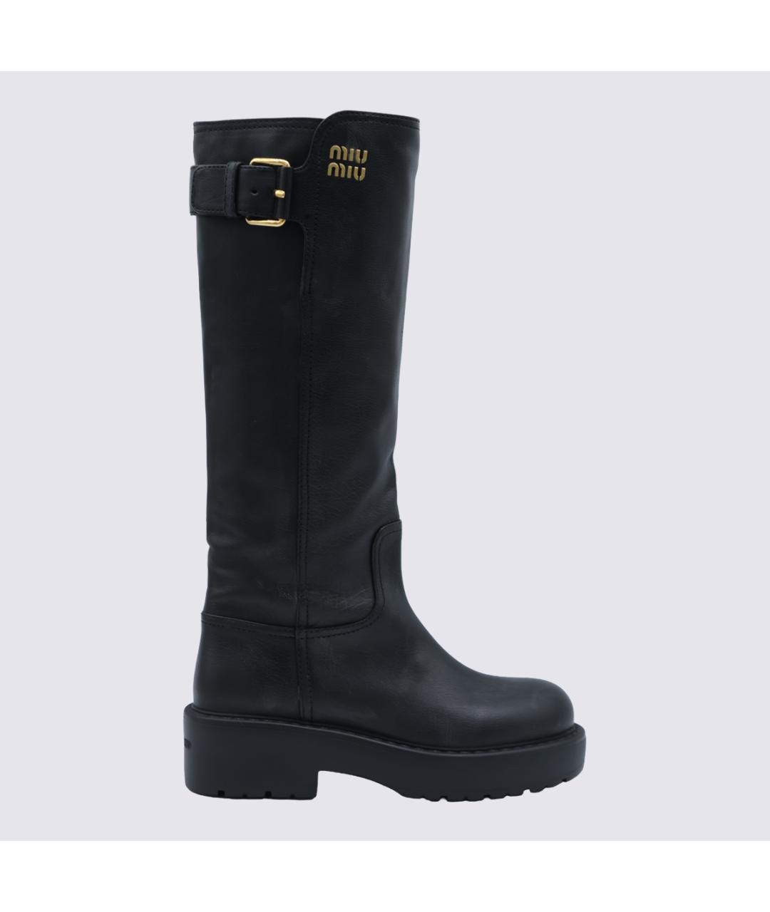 MIU MIU Черные кожаные сапоги, фото 5