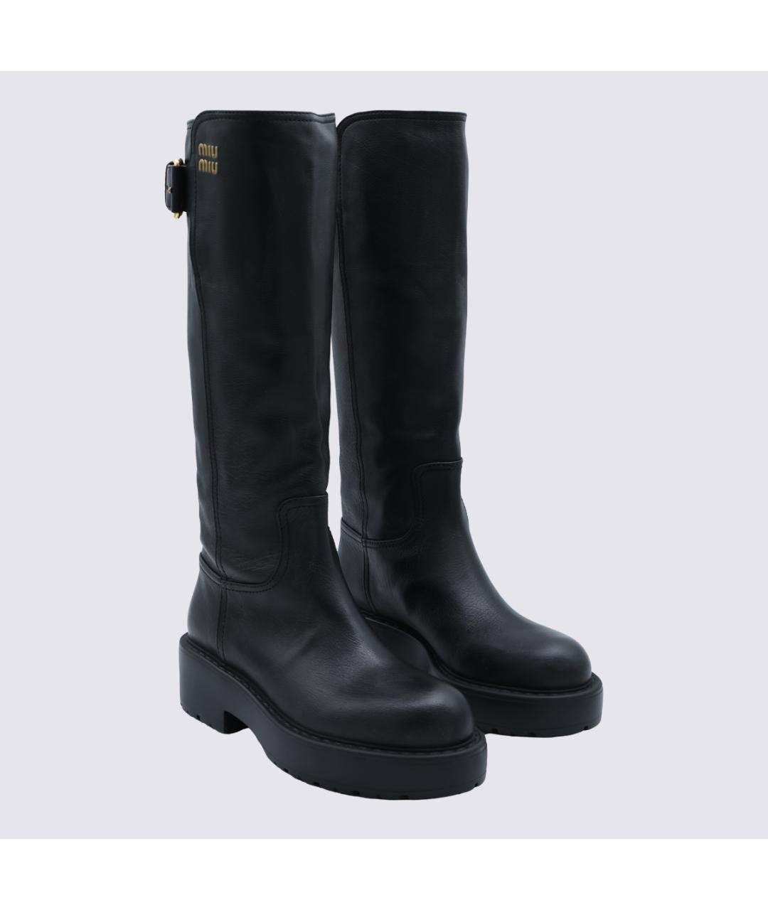 MIU MIU Черные кожаные сапоги, фото 2