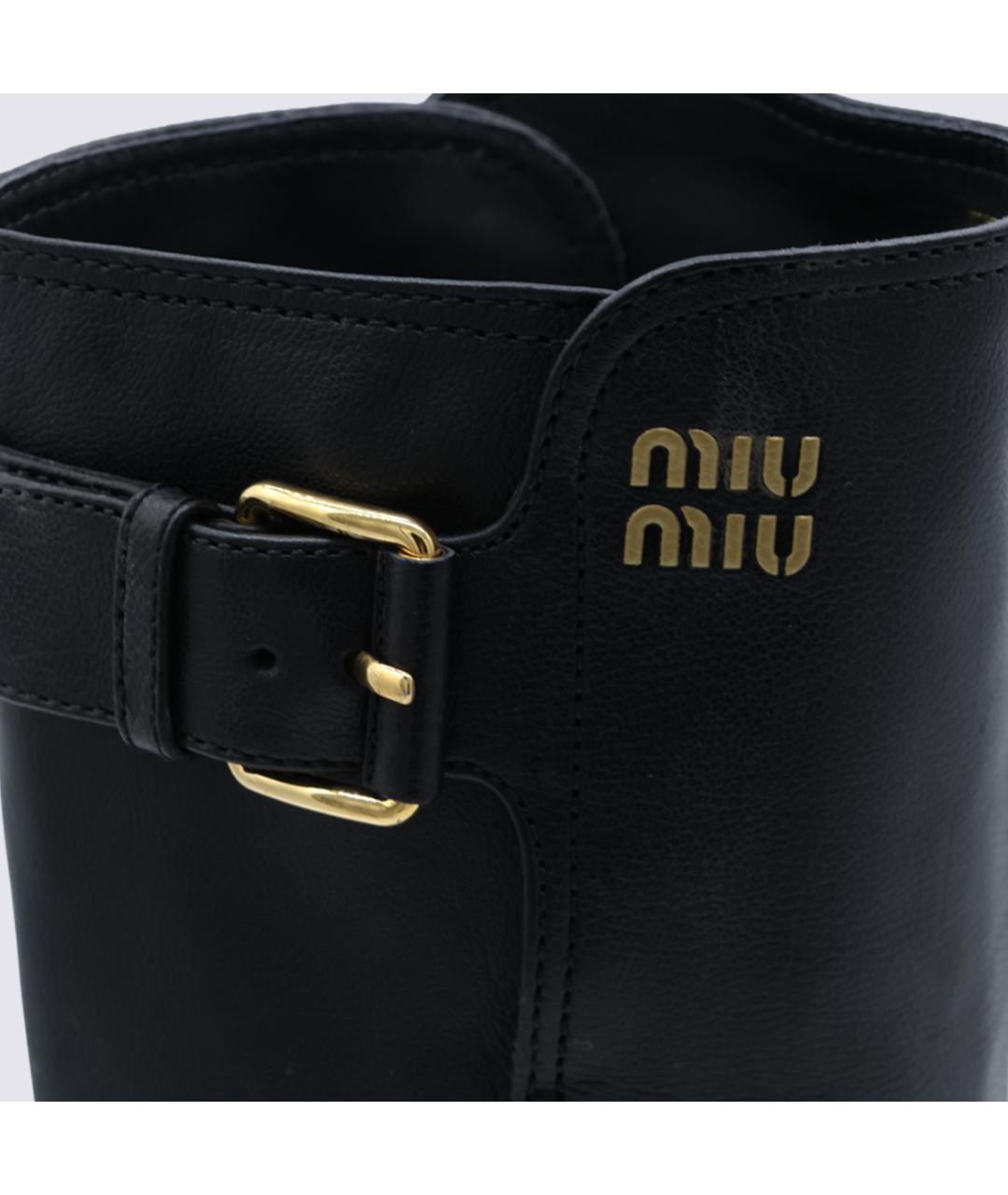 MIU MIU Черные кожаные сапоги, фото 4