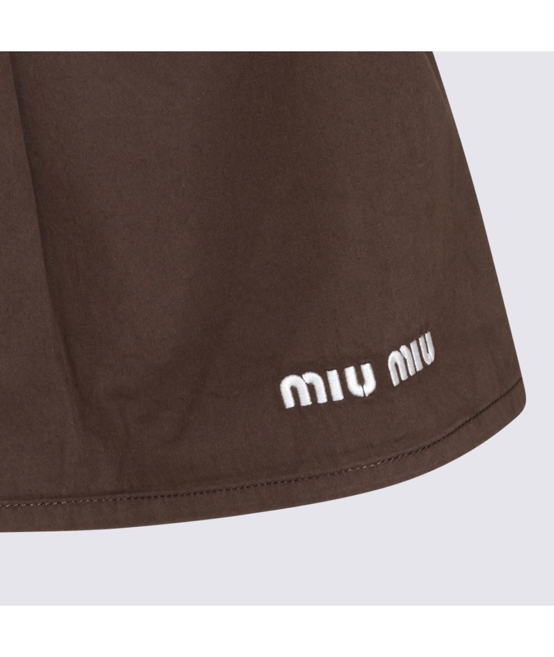 MIU MIU Коричневая хлопковая юбка миди, фото 4