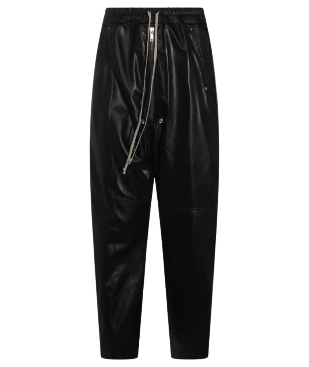 RICK OWENS Черные кожаные повседневные брюки, фото 1