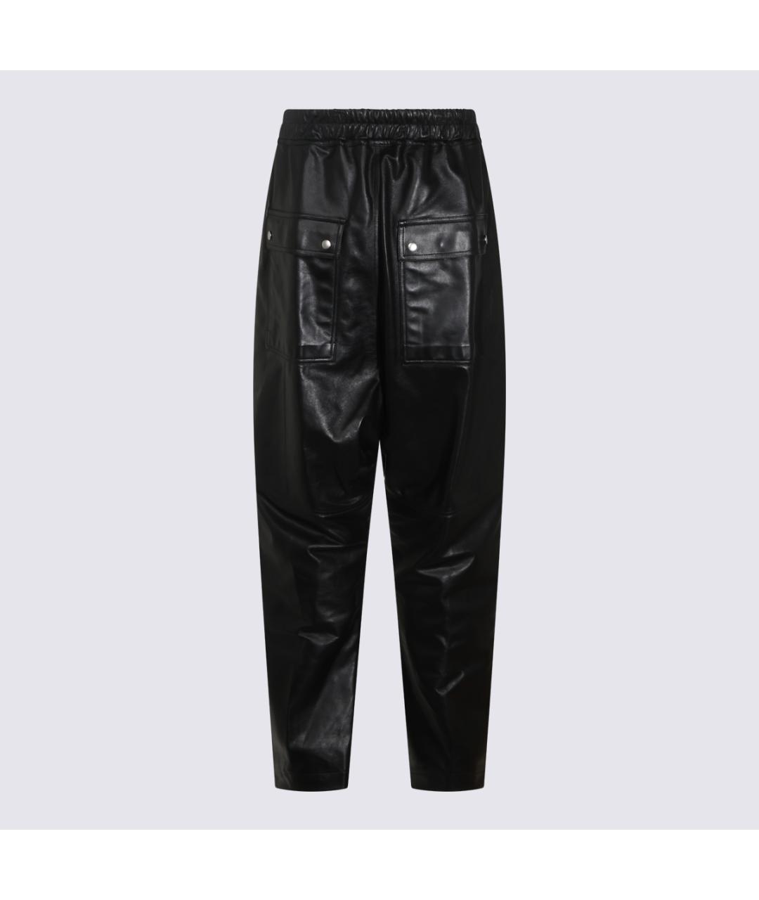 RICK OWENS Черные кожаные повседневные брюки, фото 2