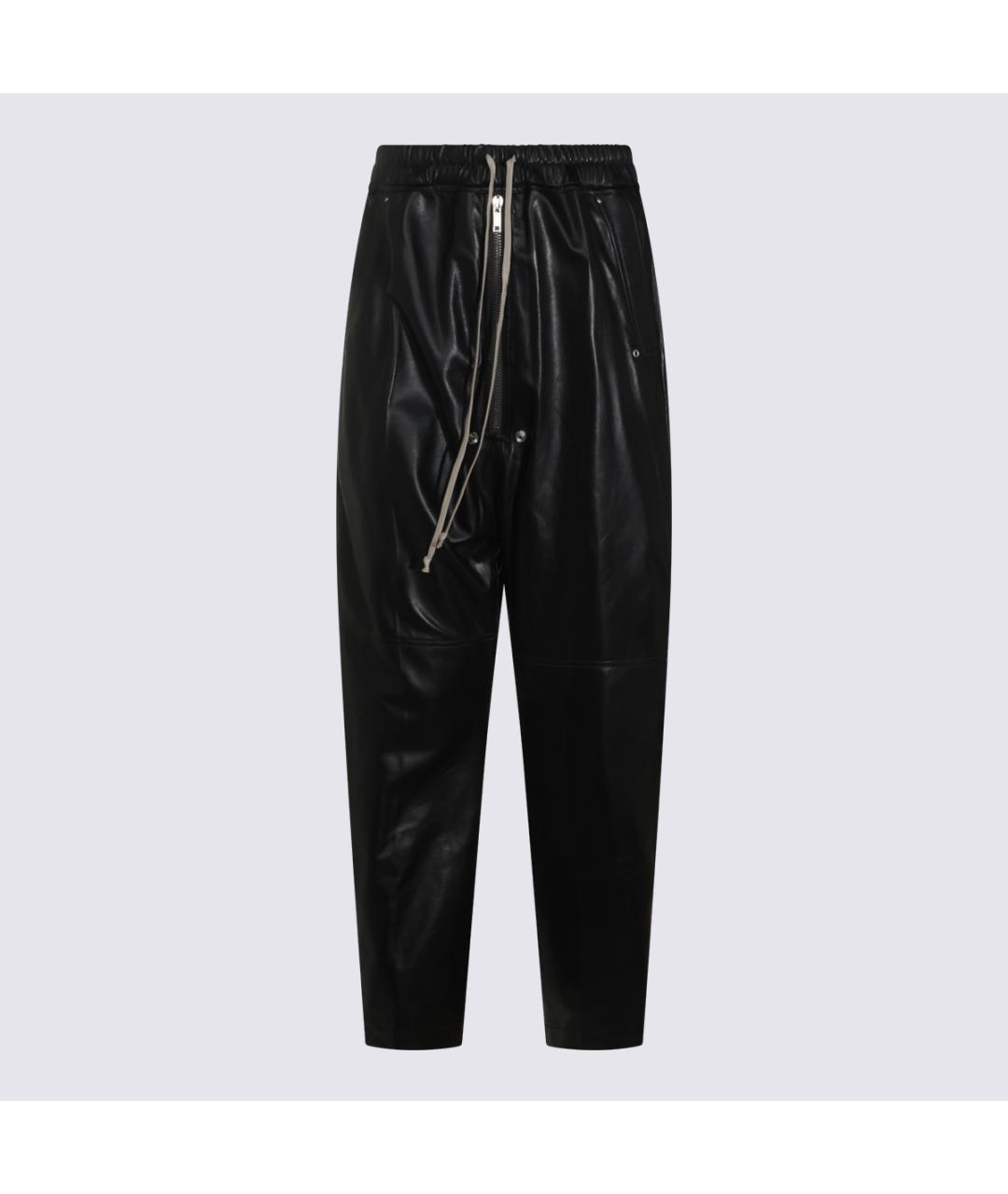 RICK OWENS Черные кожаные повседневные брюки, фото 5