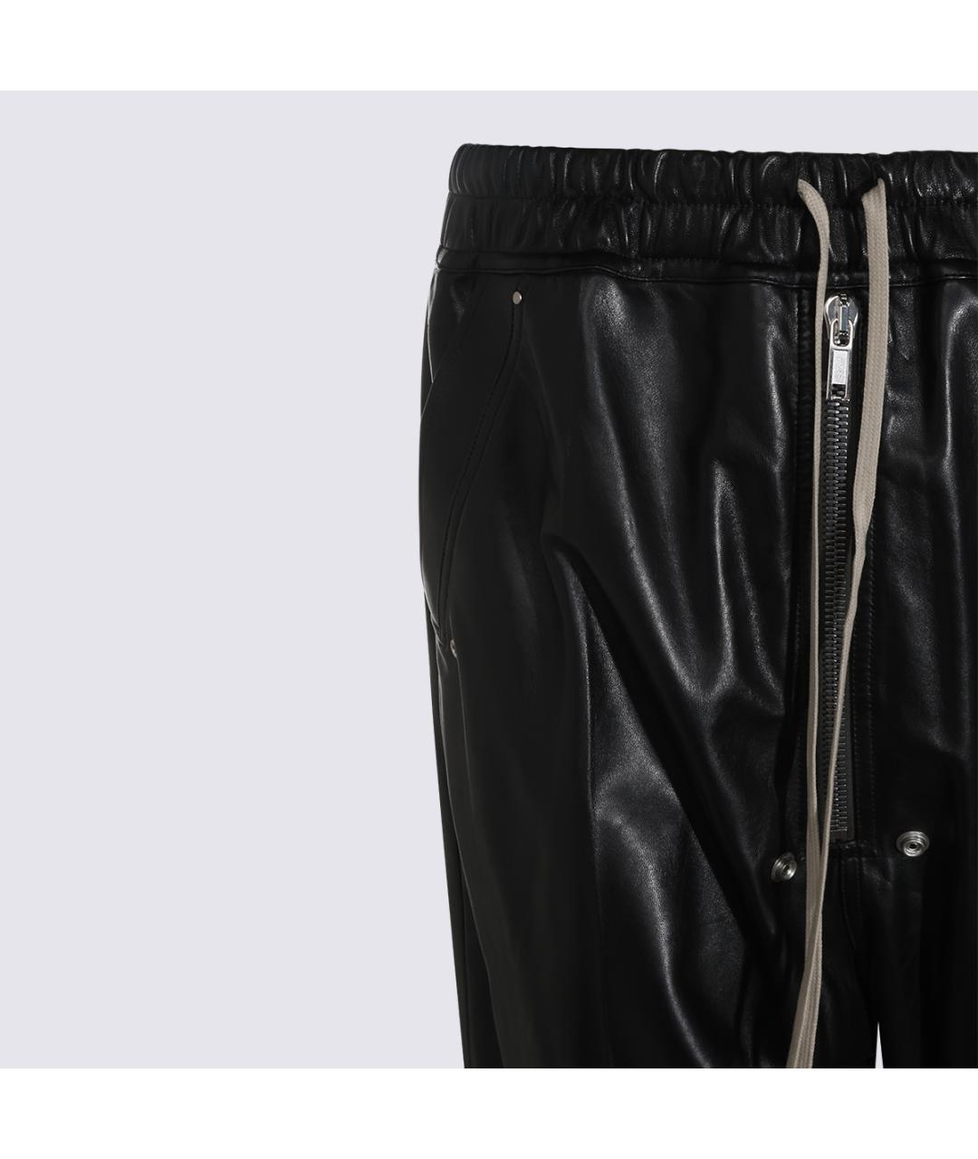 RICK OWENS Черные кожаные повседневные брюки, фото 3