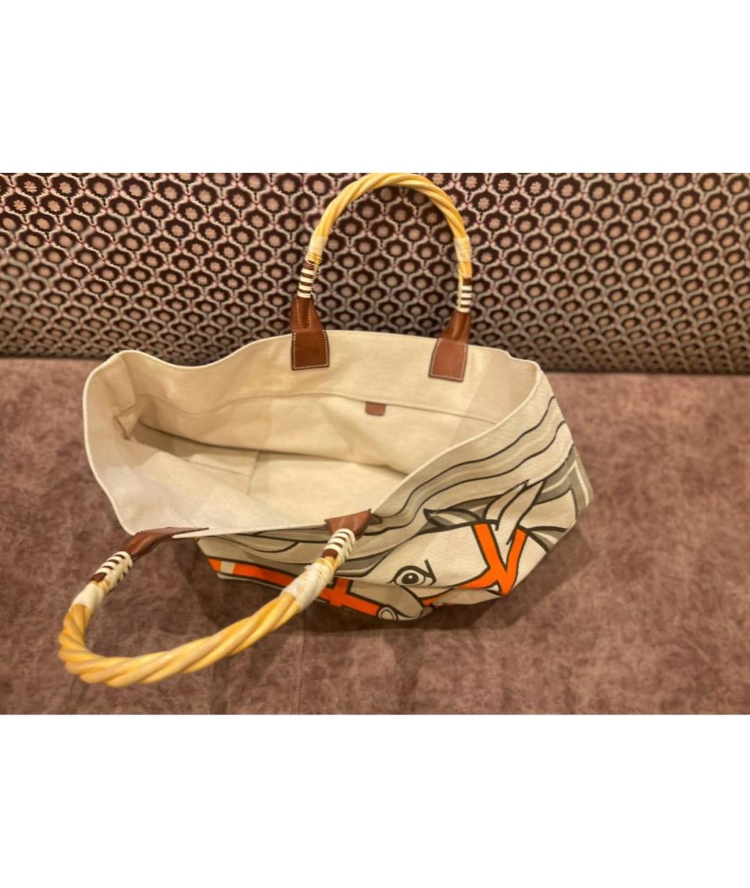 HERMES Оранжевая пляжная сумка, фото 3