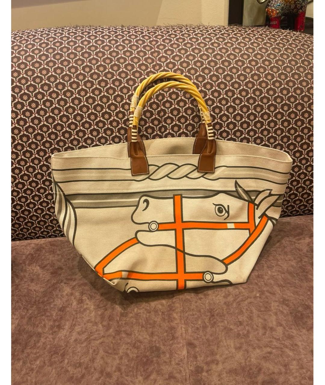 HERMES Оранжевая пляжная сумка, фото 4