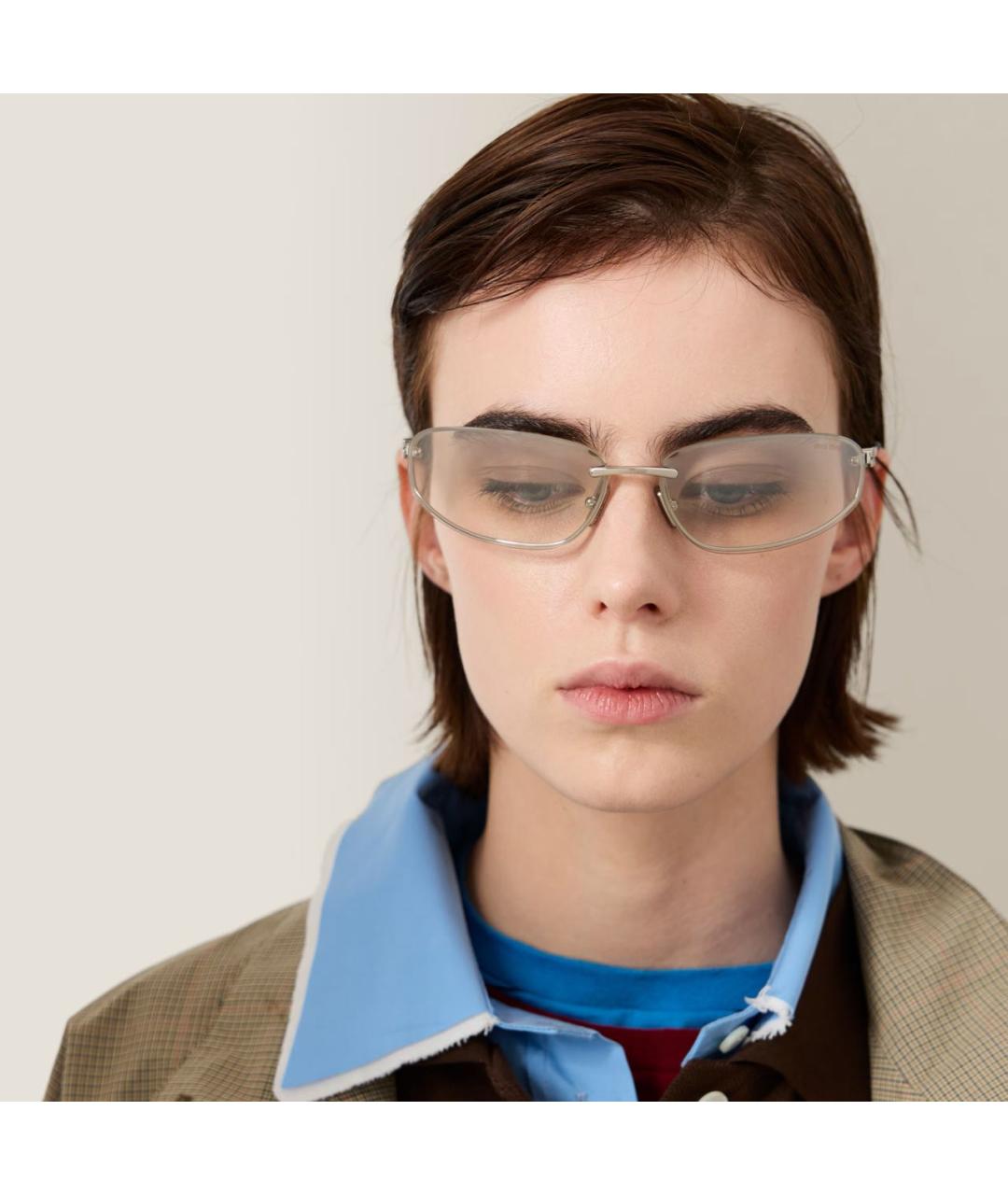 MIU MIU Серые металлические солнцезащитные очки, фото 4