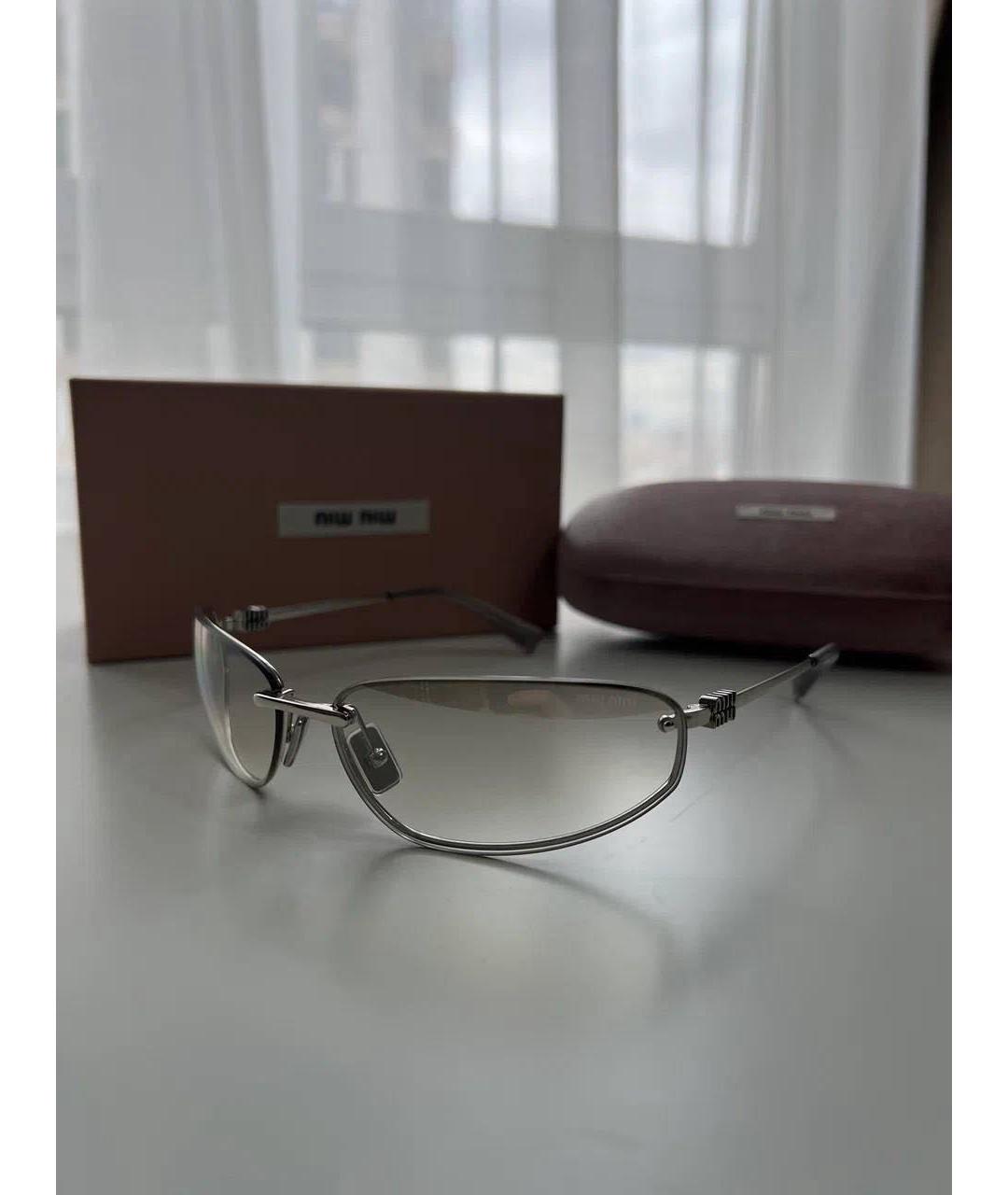 MIU MIU Серые металлические солнцезащитные очки, фото 8