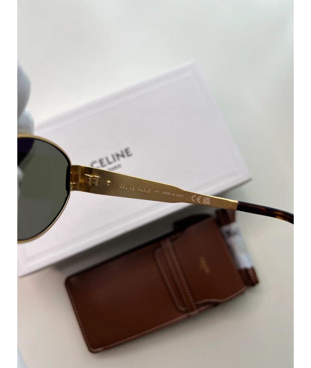 CELINE Золотые металлические солнцезащитные очки, фото 8