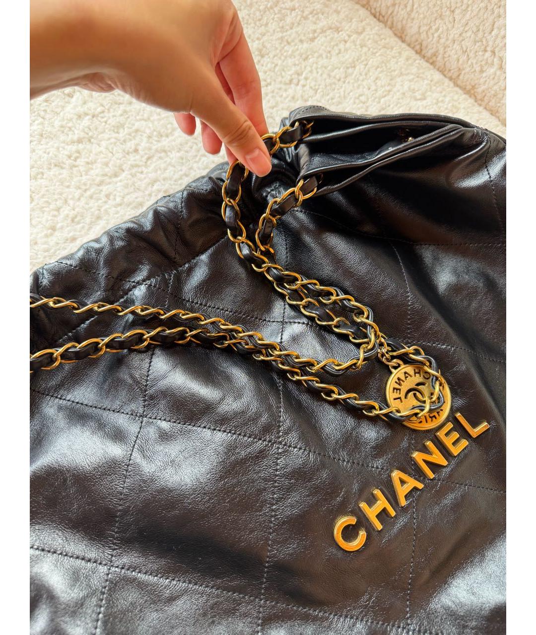 CHANEL Черная кожаная сумка тоут, фото 2