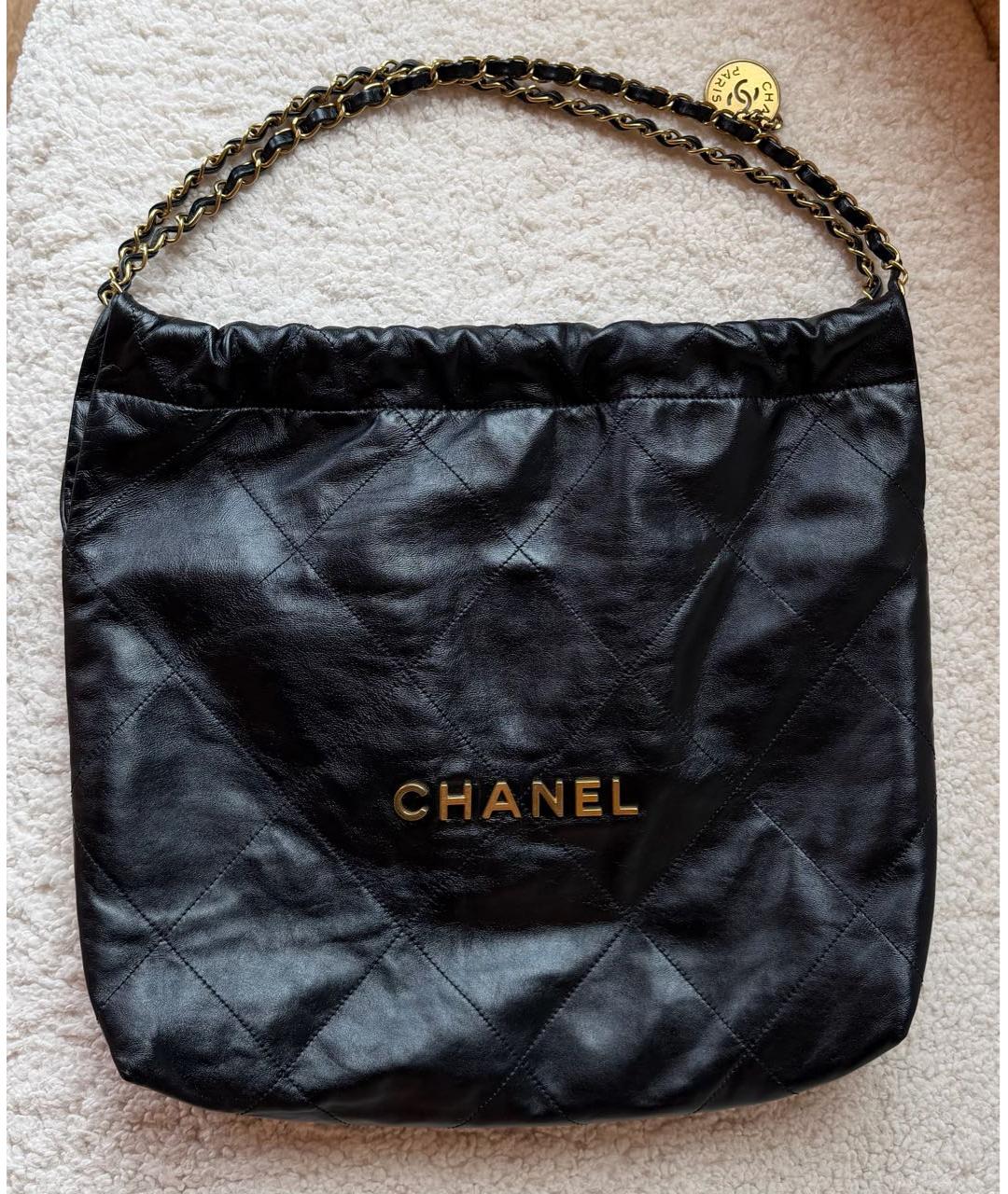 CHANEL Черная кожаная сумка тоут, фото 9