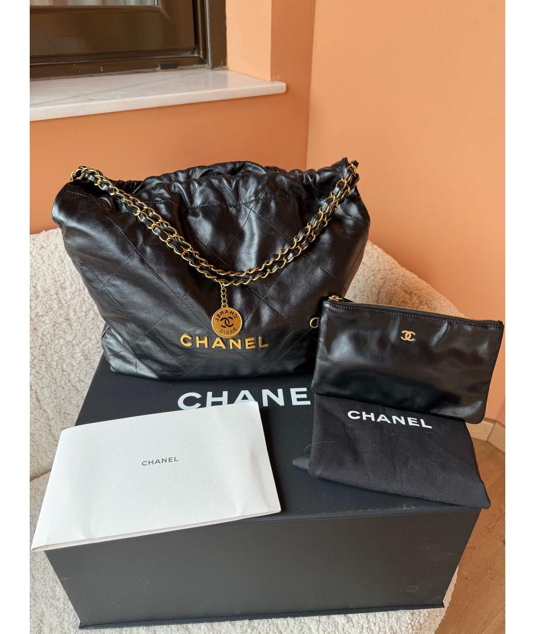 CHANEL Черная кожаная сумка тоут, фото 8