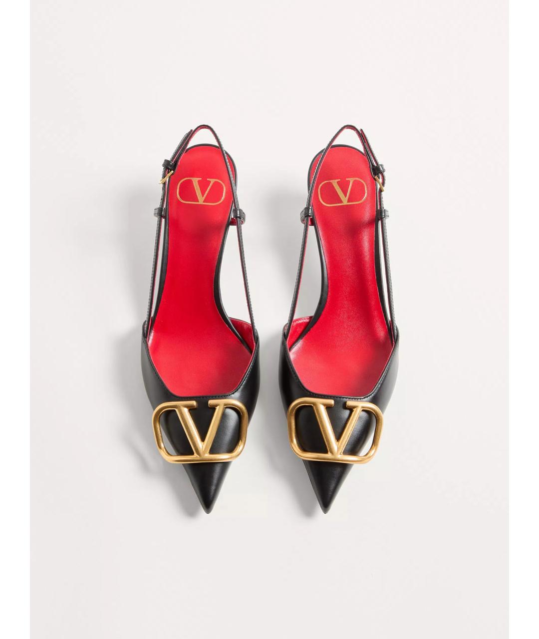 VALENTINO Черные кожаные босоножки, фото 4