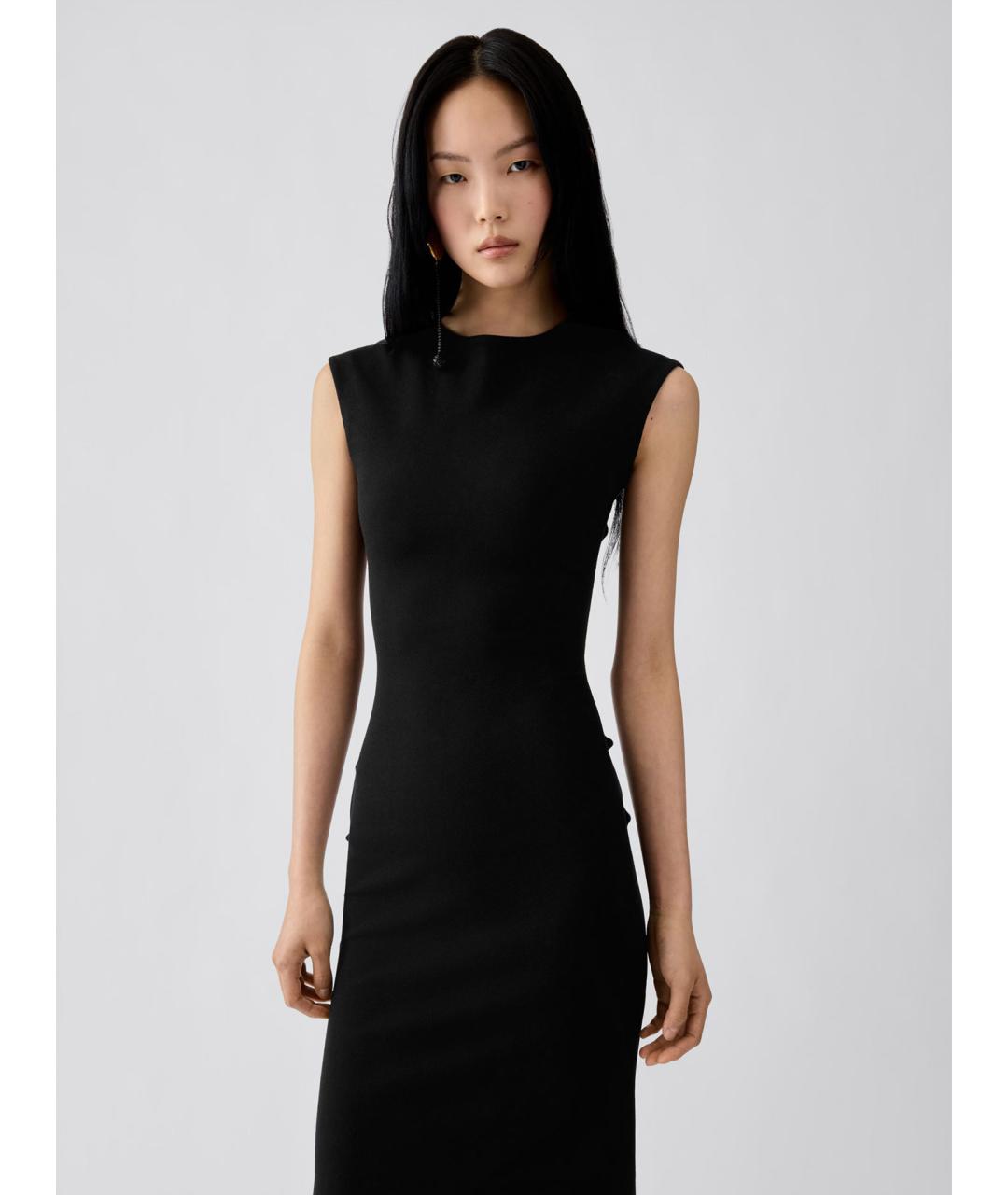 JACQUEMUS Черное вискозное коктейльное платье, фото 4