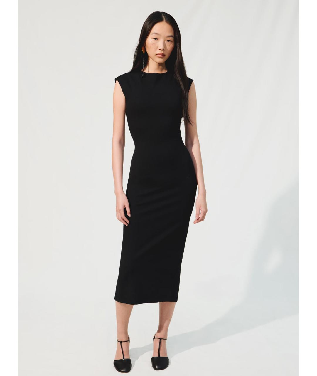 JACQUEMUS Черное вискозное коктейльное платье, фото 6
