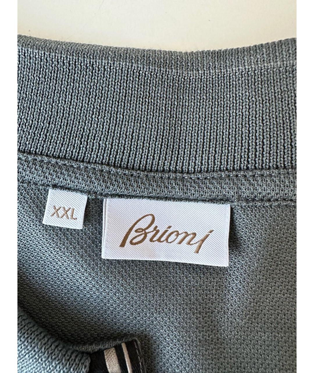 BRIONI Антрацитовое хлопковое поло с коротким рукавом, фото 5