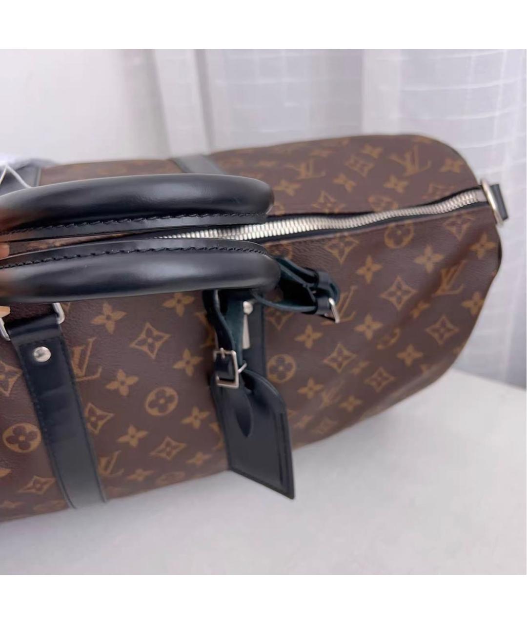 LOUIS VUITTON Черная кожаная дорожная/спортивная сумка, фото 6