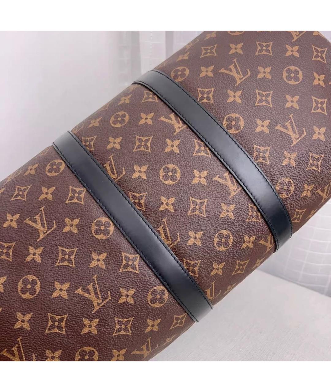LOUIS VUITTON Черная кожаная дорожная/спортивная сумка, фото 3