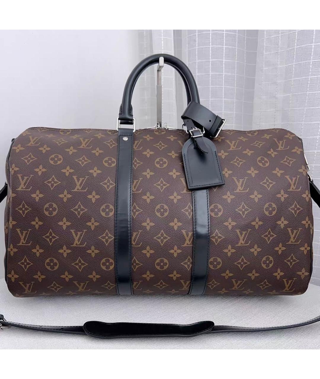 LOUIS VUITTON Черная кожаная дорожная/спортивная сумка, фото 8