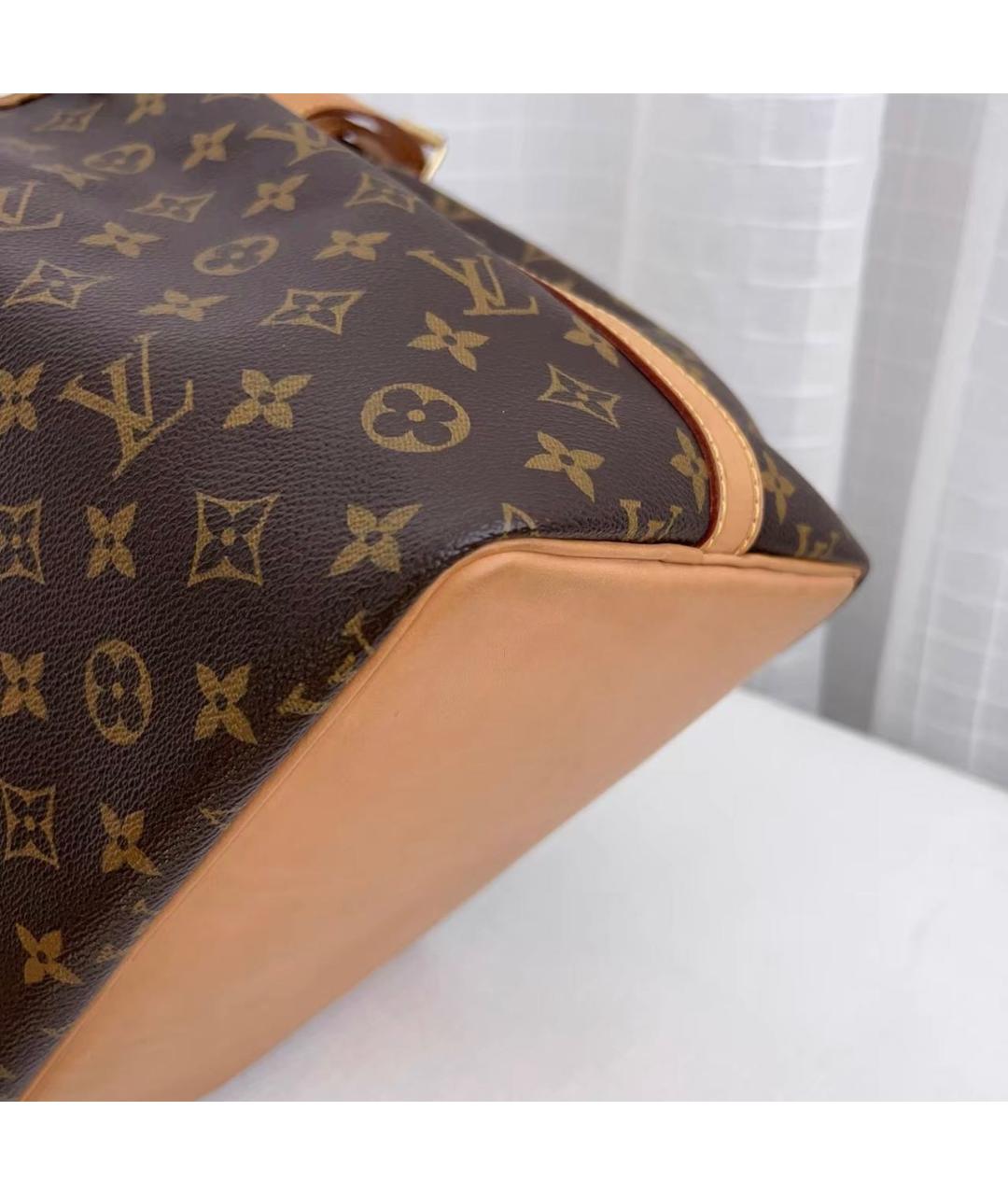 LOUIS VUITTON Коричневая кожаная сумка тоут, фото 6