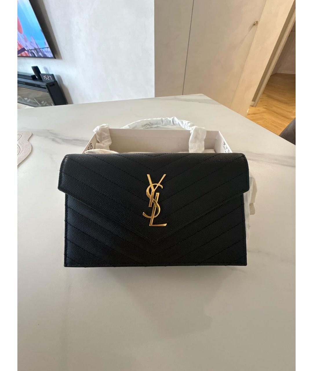 SAINT LAURENT Черная кожаная сумка через плечо, фото 8