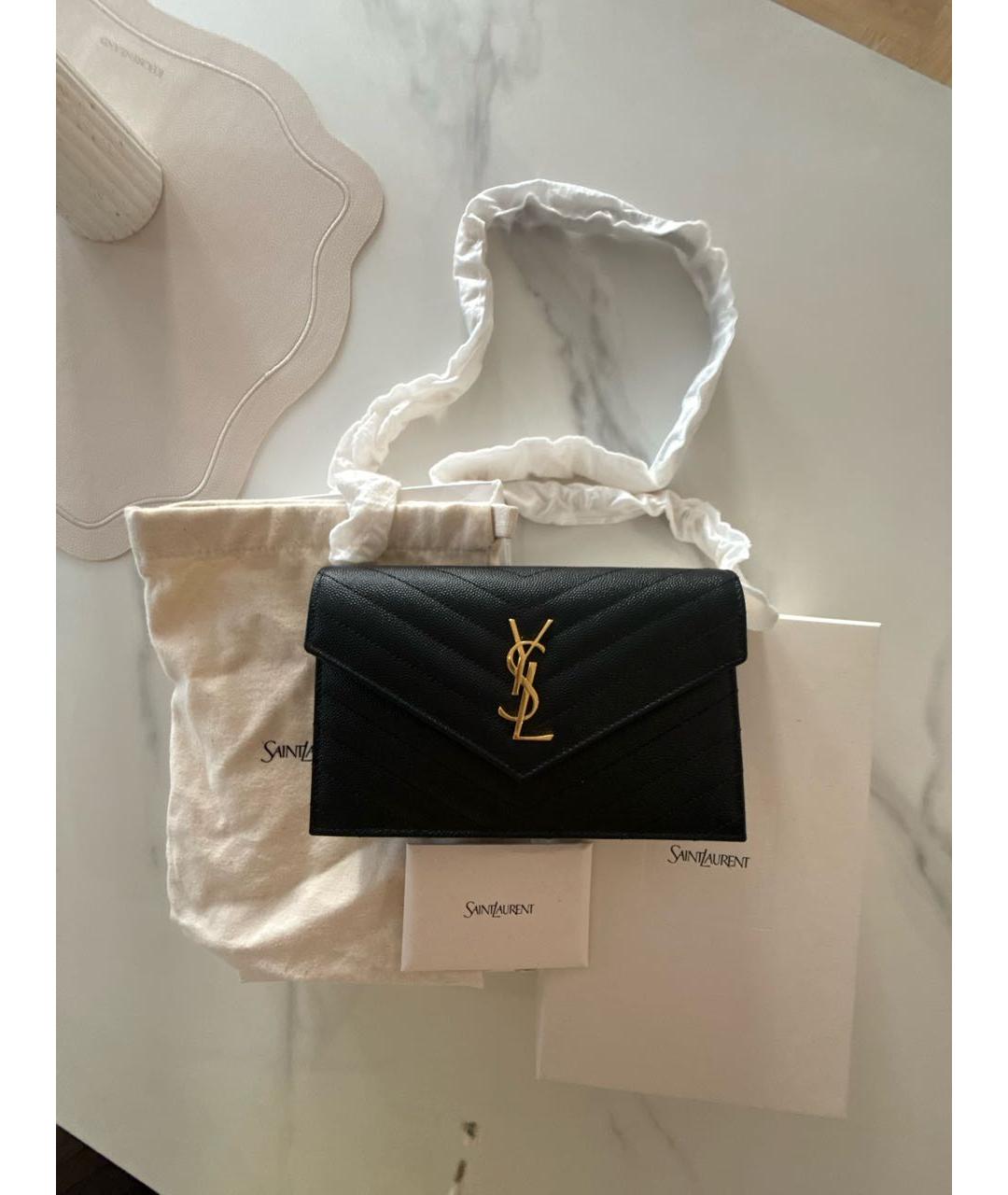 SAINT LAURENT Черная кожаная сумка через плечо, фото 5