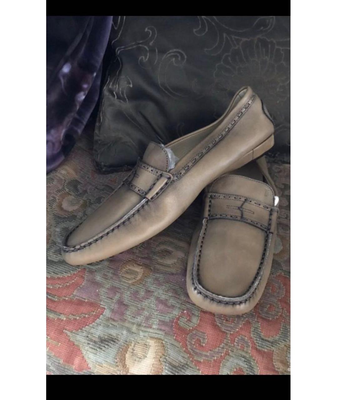 TOD'S Бежевые кожаные лоферы, фото 9