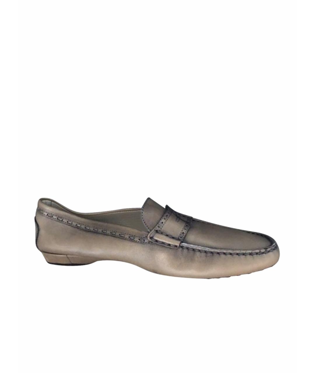 TOD'S Бежевые кожаные лоферы, фото 1