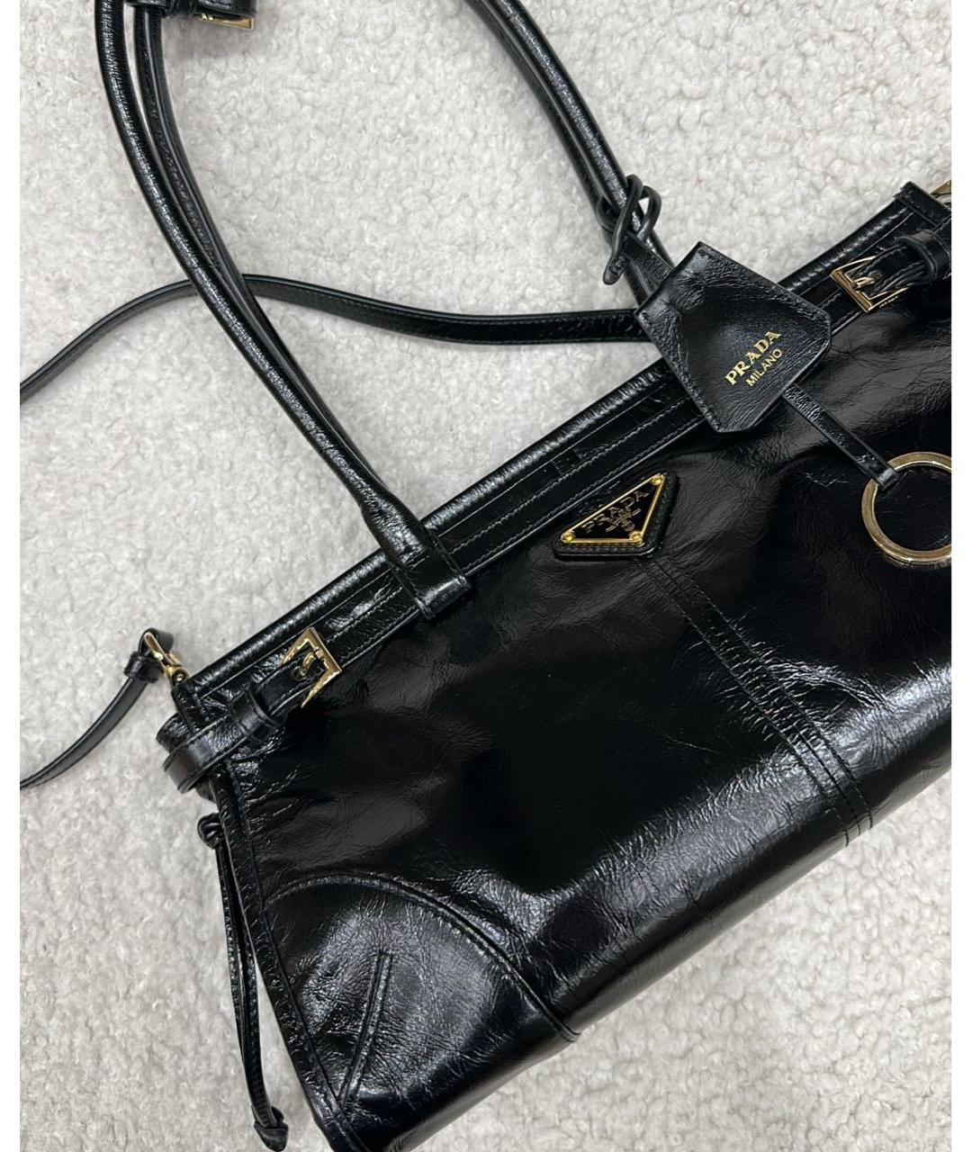 PRADA Черная кожаная сумка тоут, фото 2