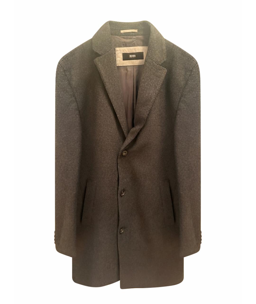 HUGO BOSS Антрацитовое шерстяное пальто, фото 1
