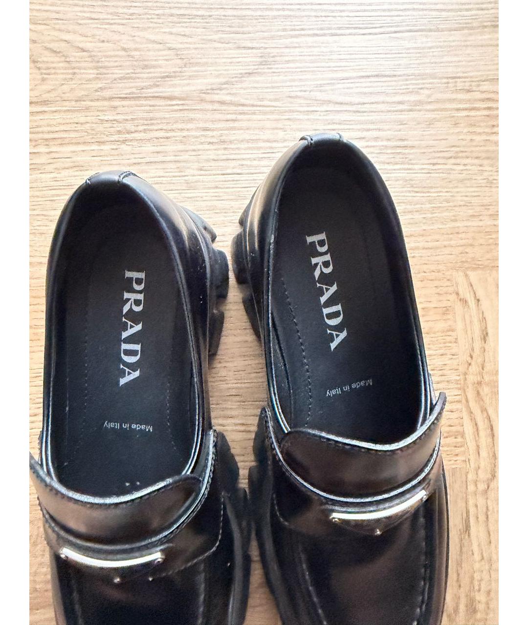 PRADA Черные кожаные лоферы, фото 3