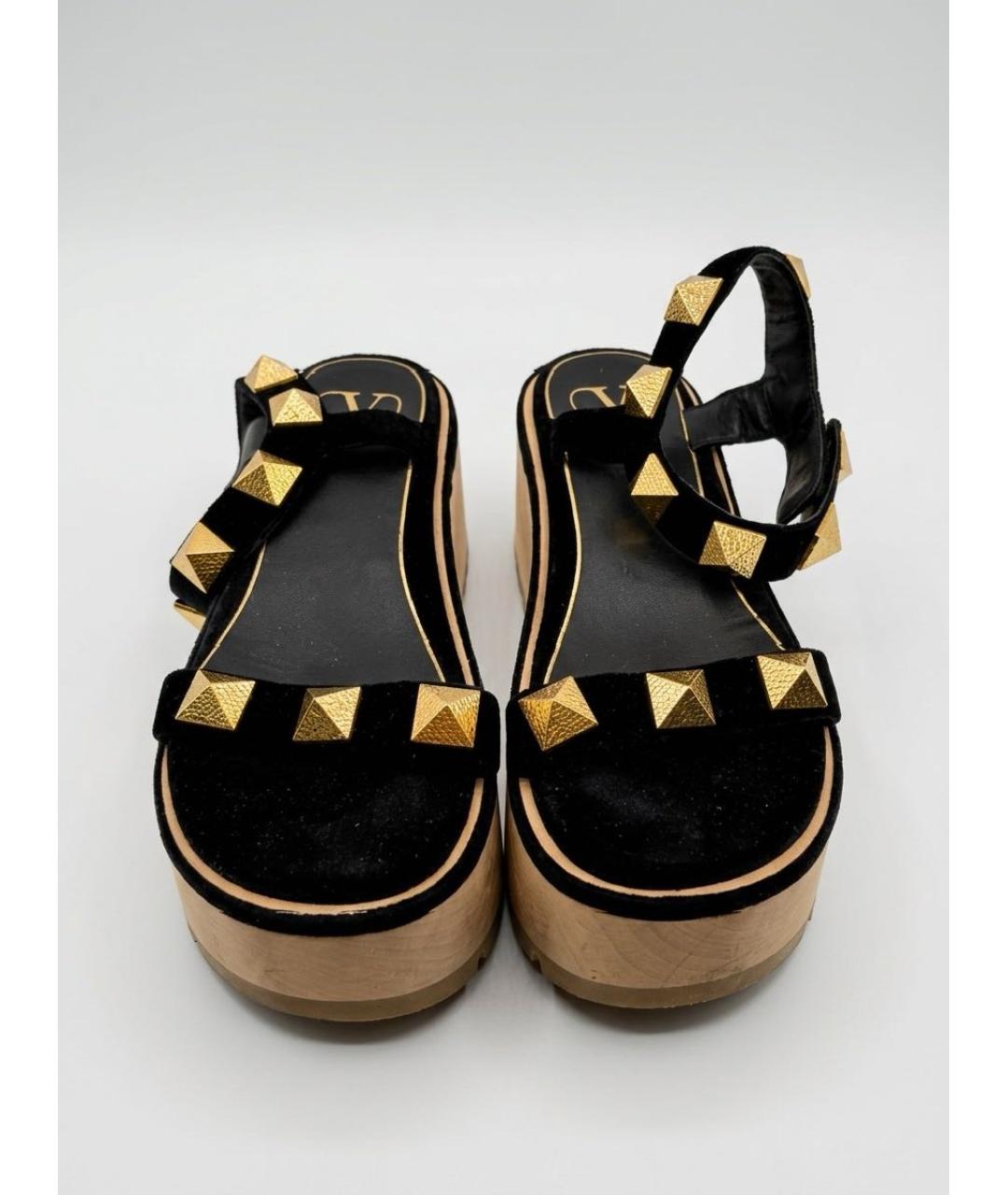 VALENTINO Черные бархатные босоножки, фото 5