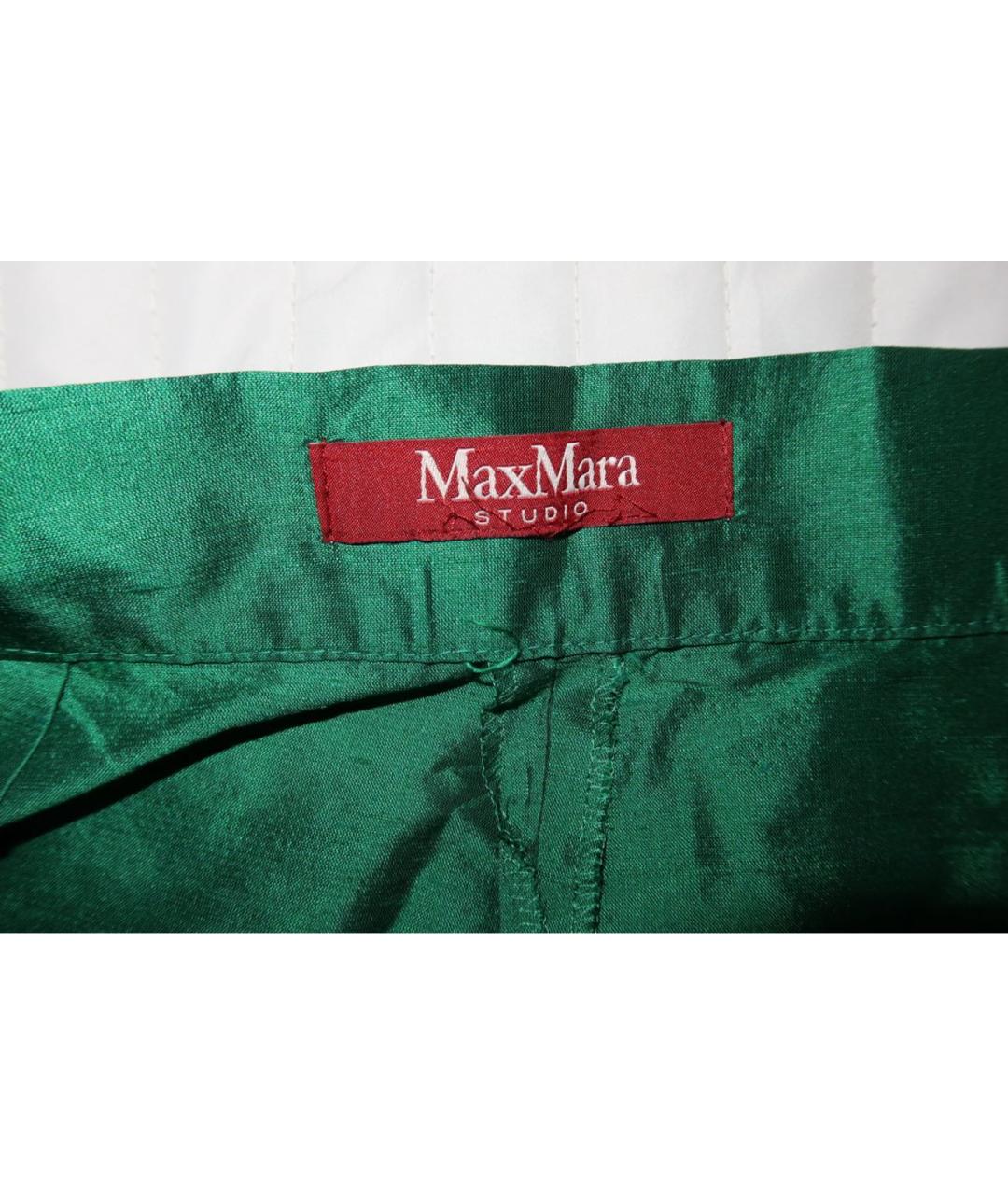 MAX MARA STUDIO Зеленые прямые брюки, фото 3