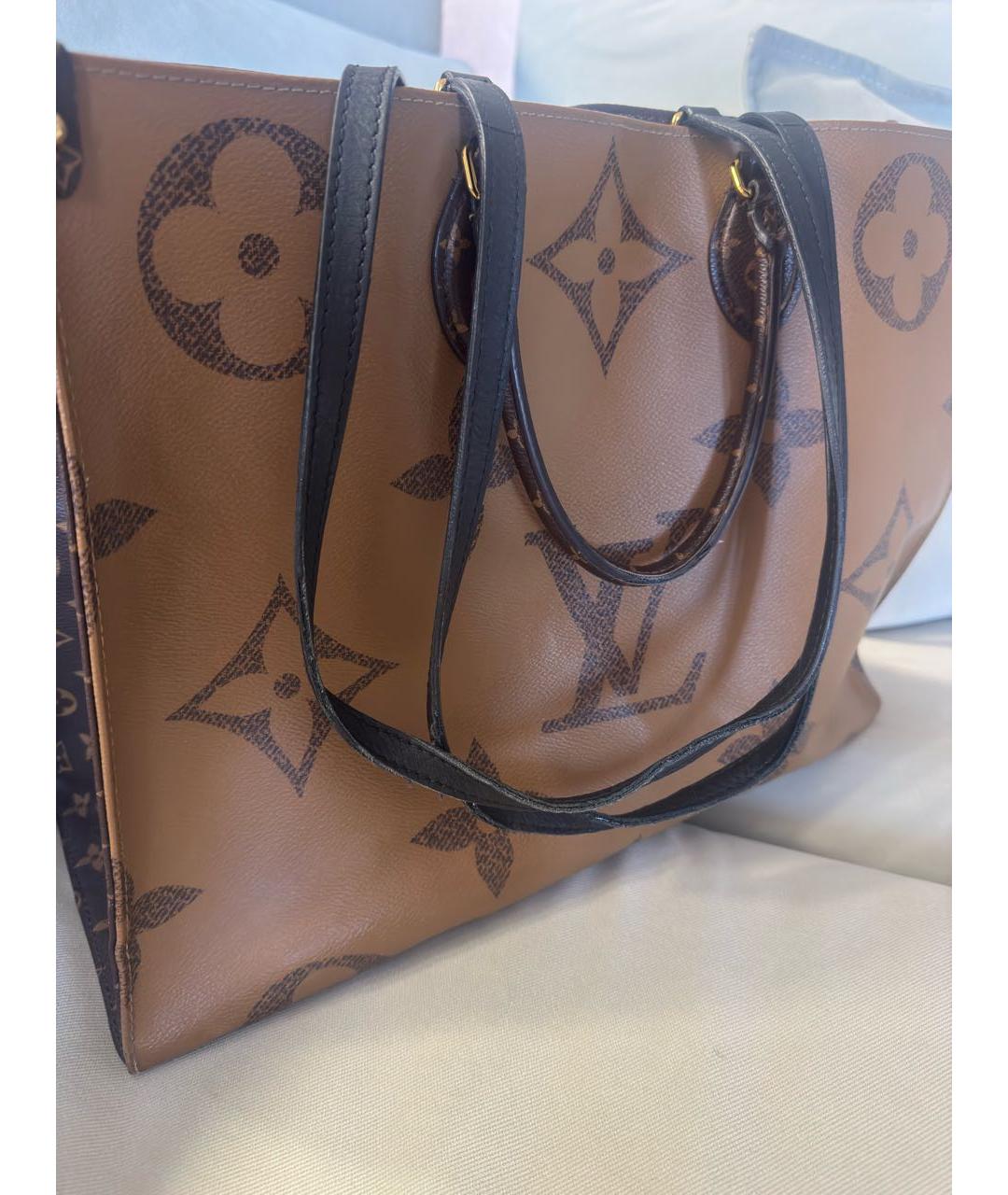 LOUIS VUITTON Коричневая сумка тоут из канвы, фото 4