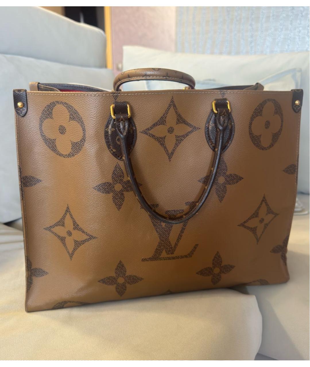 LOUIS VUITTON Коричневая сумка тоут из канвы, фото 5