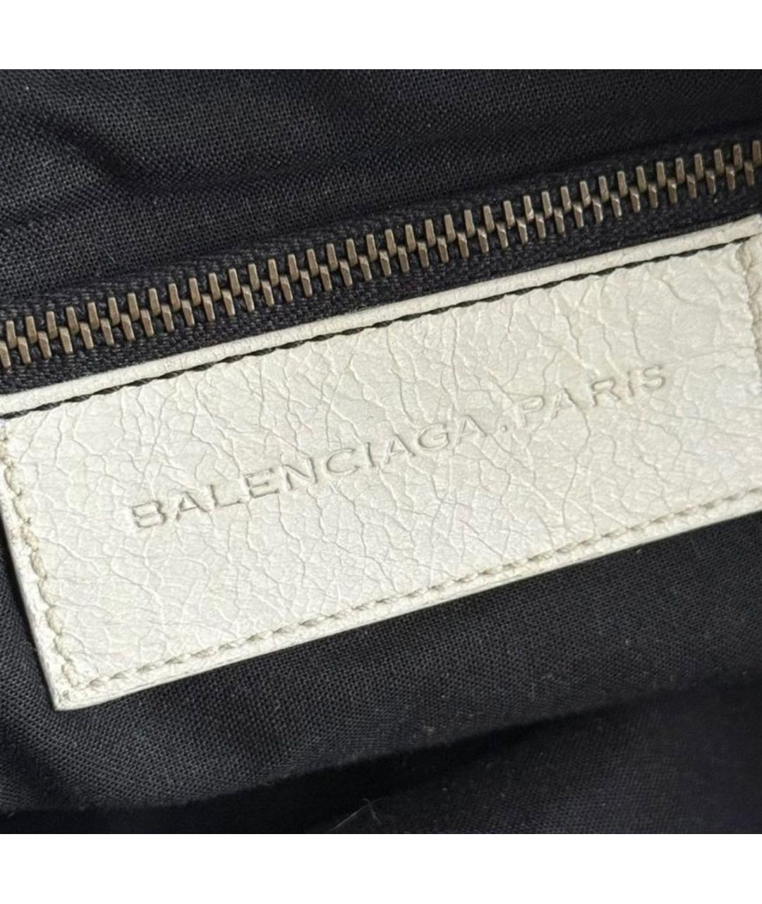 BALENCIAGA Белая кожаная сумка с короткими ручками, фото 4