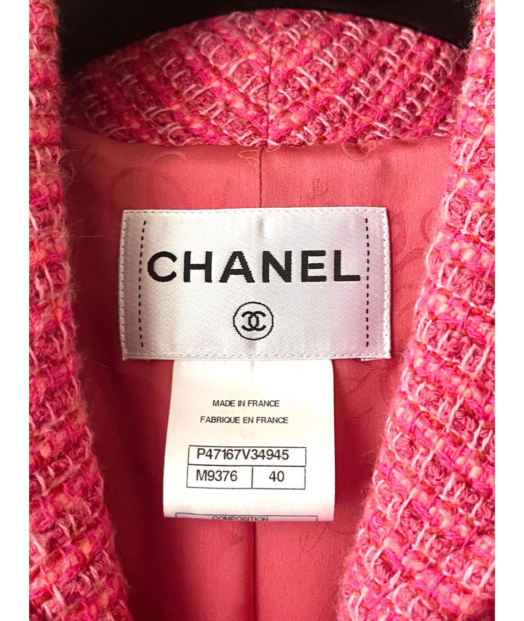 CHANEL Розовый твидовый жакет/пиджак, фото 4