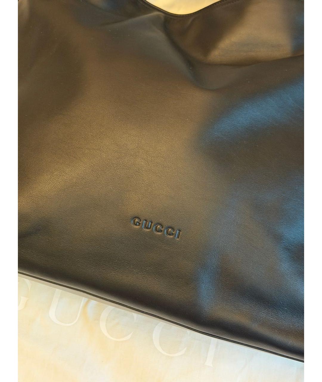 GUCCI Черная кожаная сумка тоут, фото 6