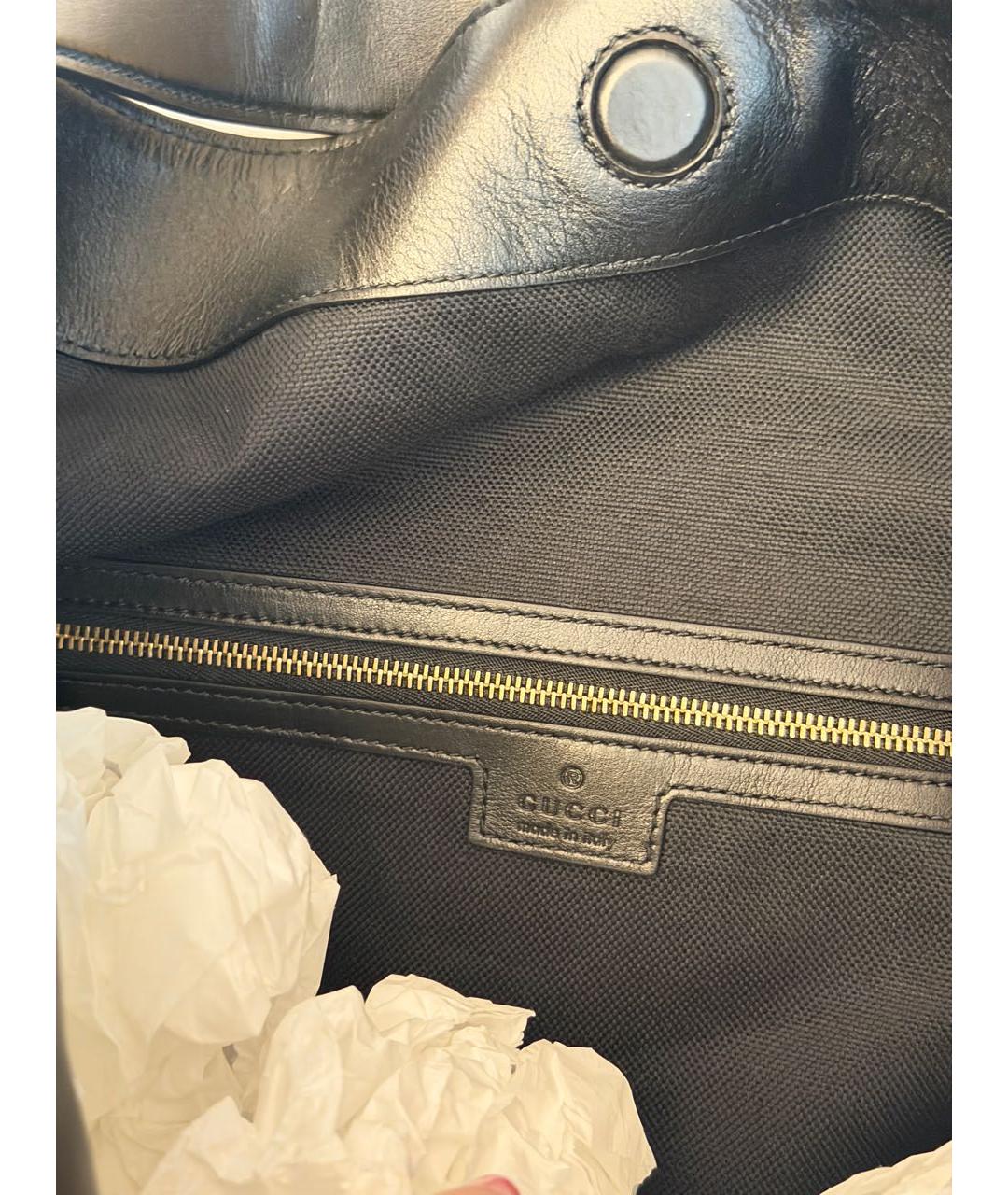 GUCCI Черная кожаная сумка тоут, фото 4