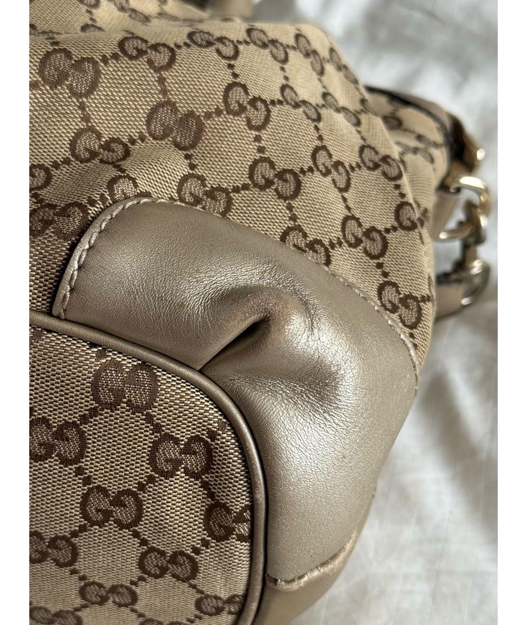 GUCCI Бежевая хлопковая сумка с короткими ручками, фото 5