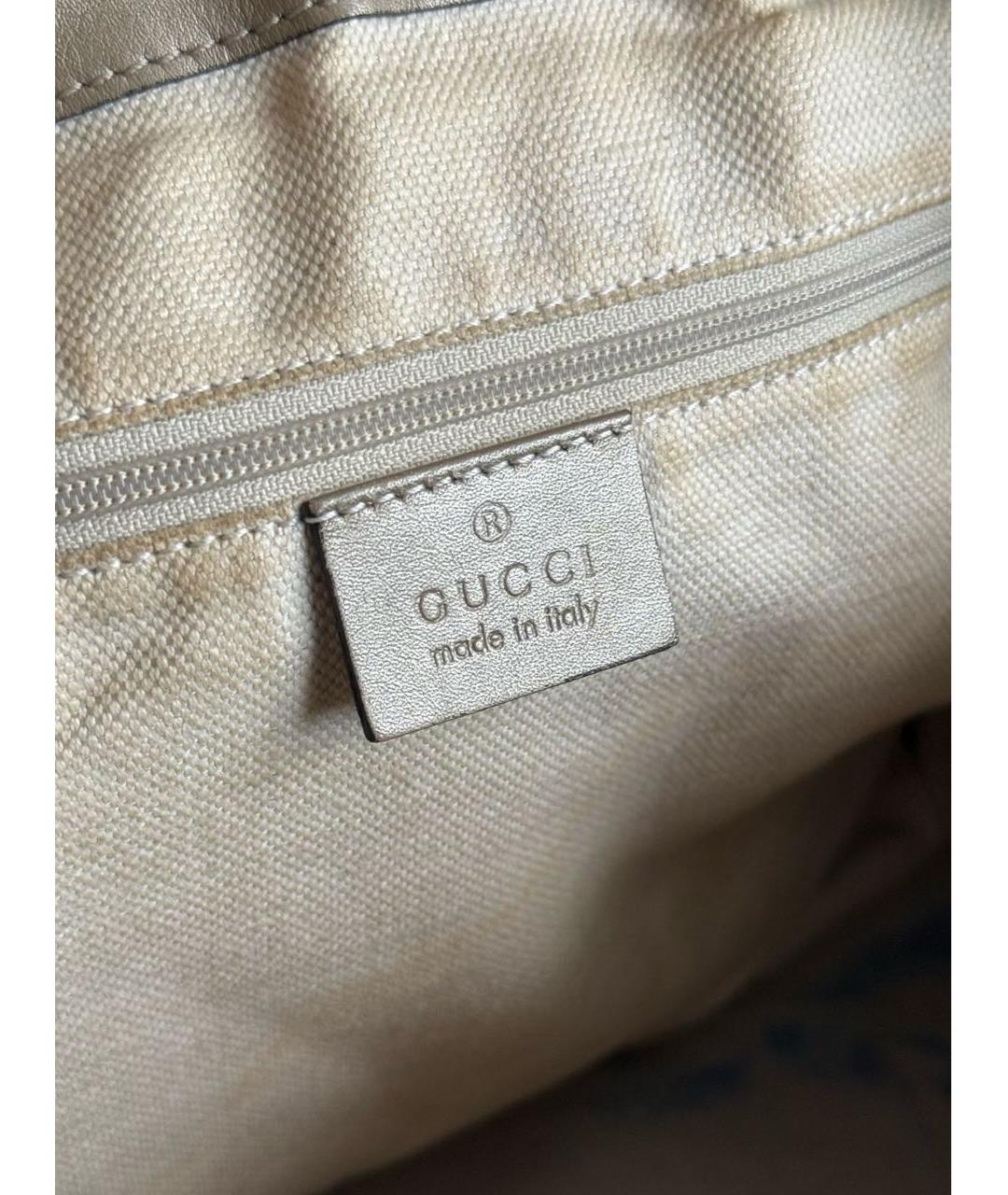 GUCCI Бежевая хлопковая сумка с короткими ручками, фото 7