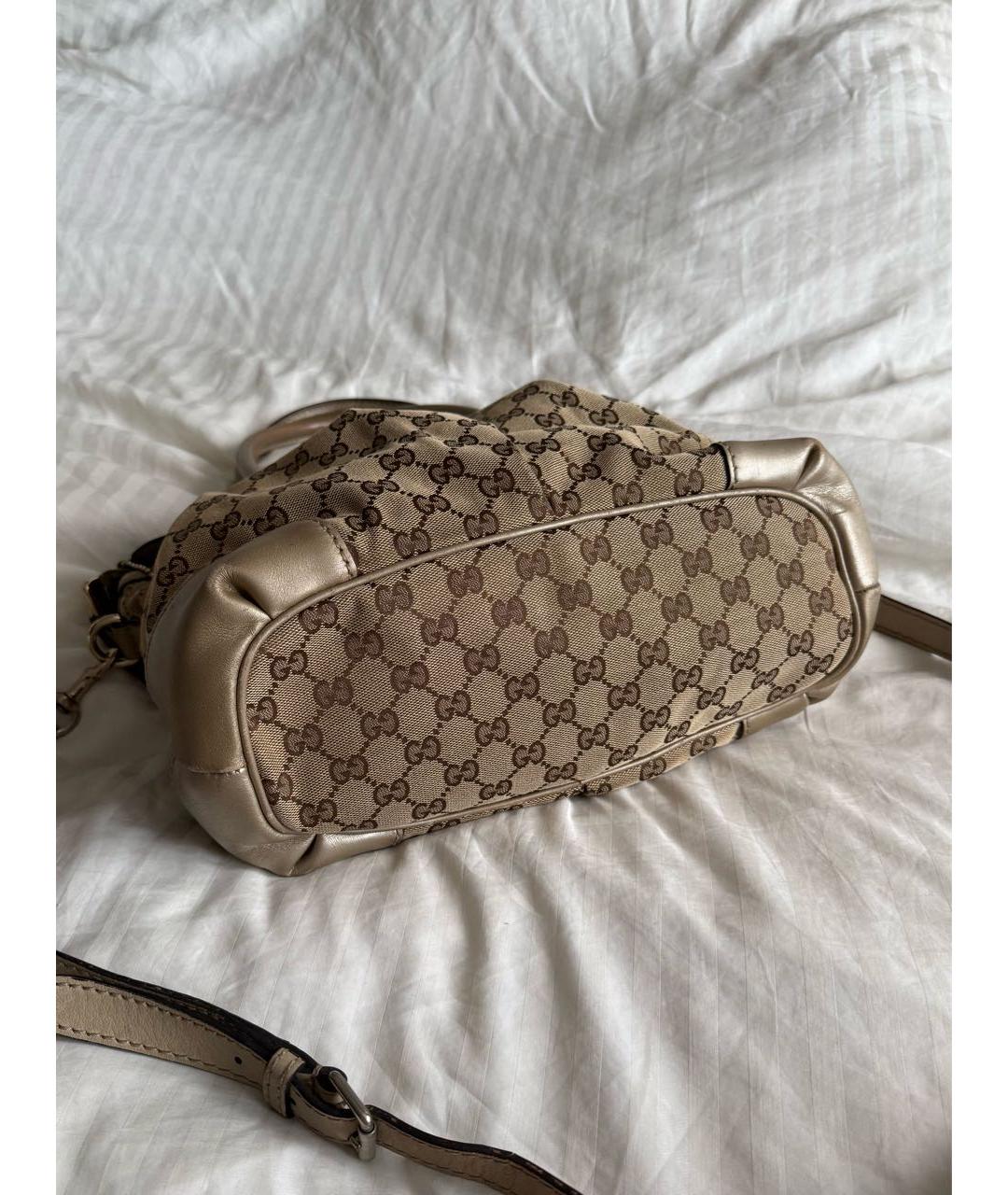 GUCCI Бежевая хлопковая сумка с короткими ручками, фото 3
