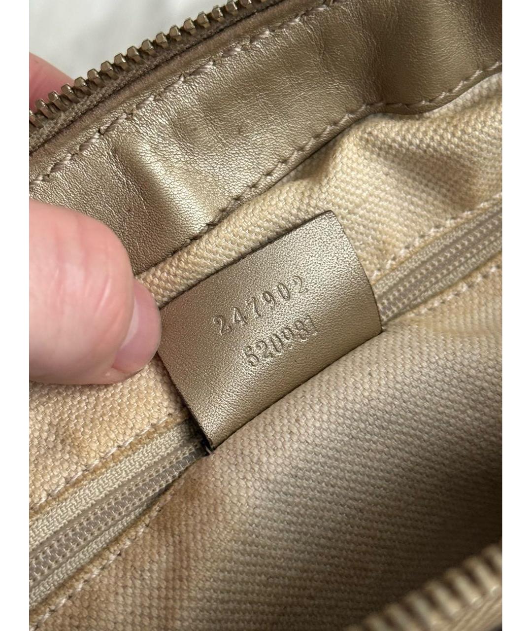 GUCCI Бежевая хлопковая сумка с короткими ручками, фото 8