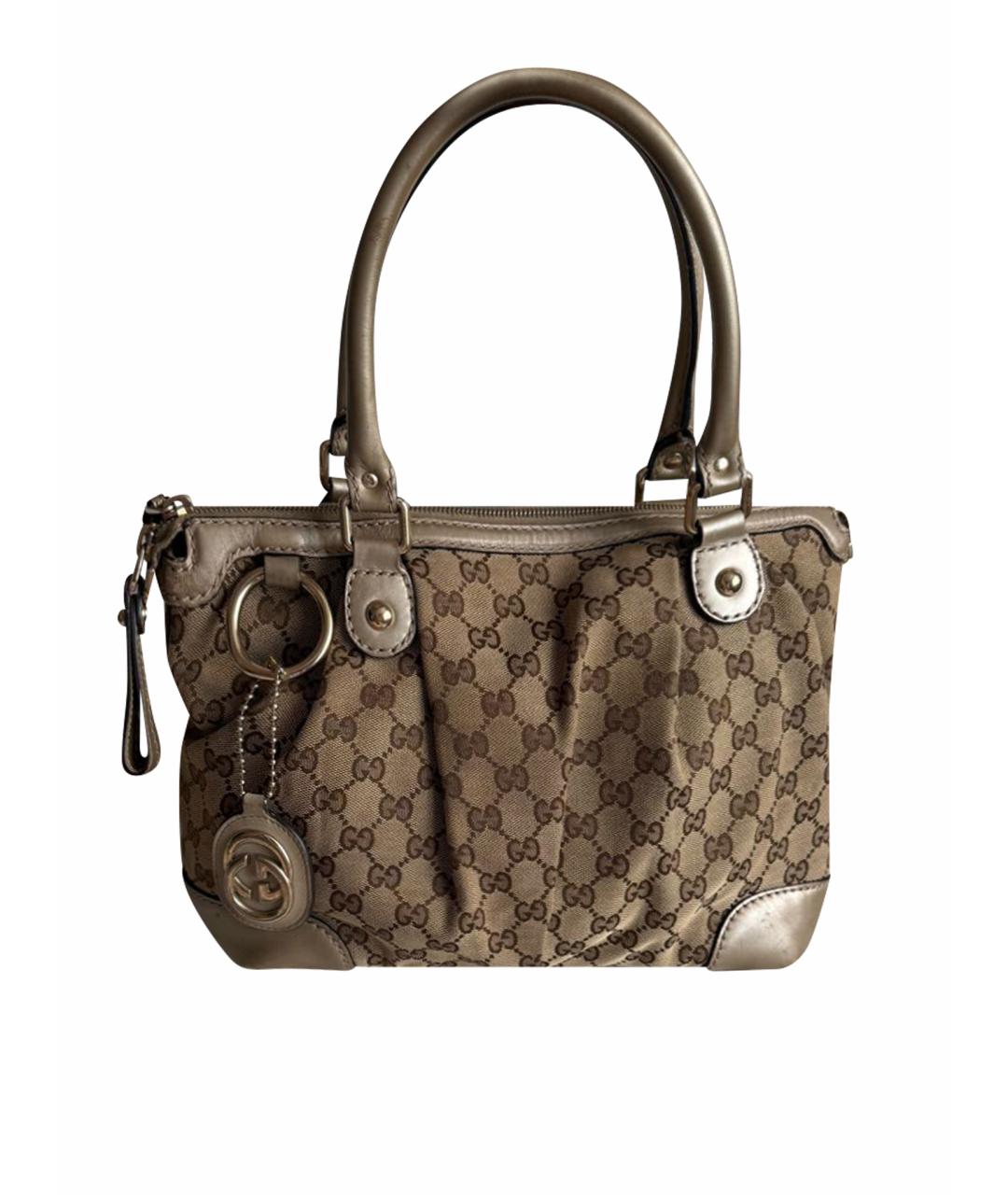 GUCCI Бежевая хлопковая сумка с короткими ручками, фото 1