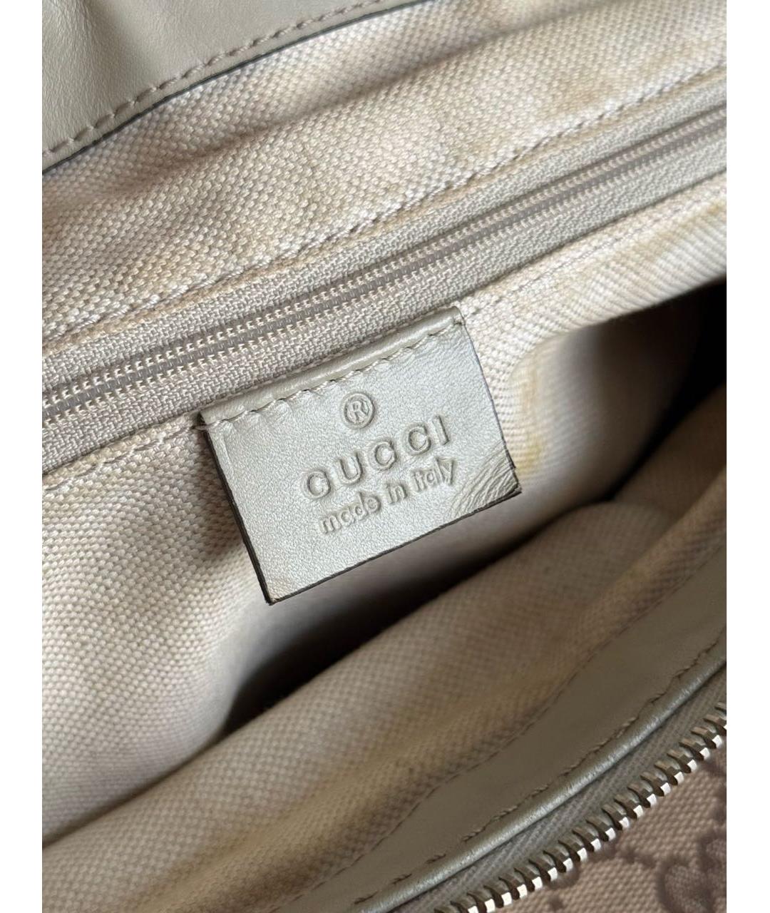 GUCCI Коричневая тканевая сумка с короткими ручками, фото 5