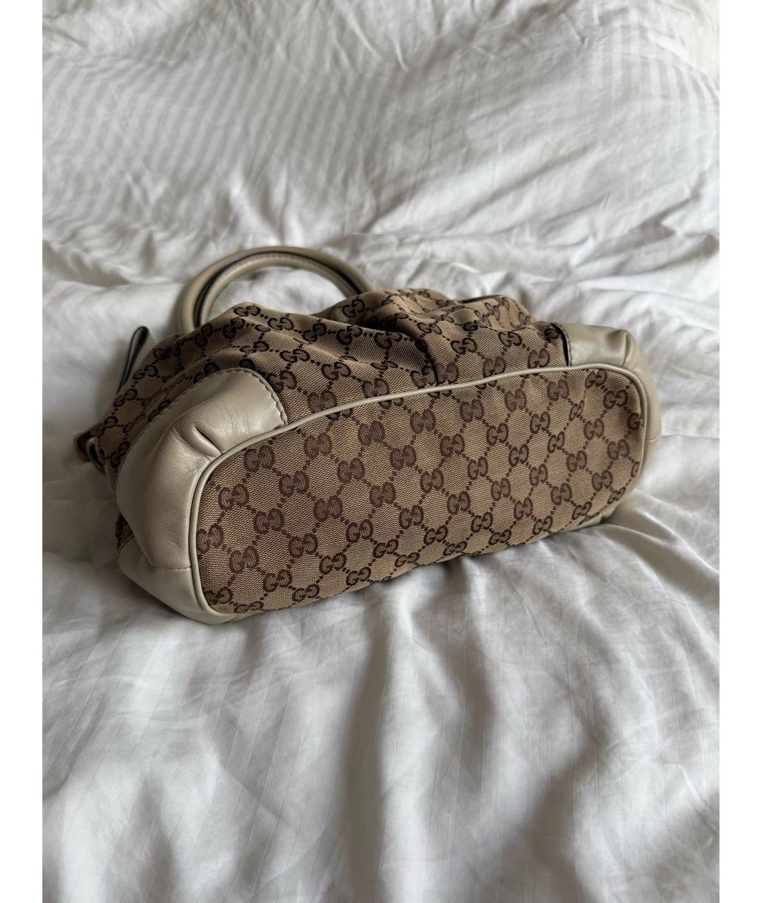 GUCCI Коричневая тканевая сумка с короткими ручками, фото 3