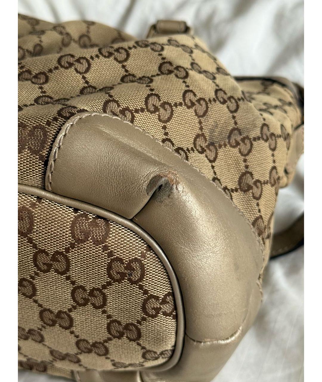 GUCCI Коричневая тканевая сумка с короткими ручками, фото 5