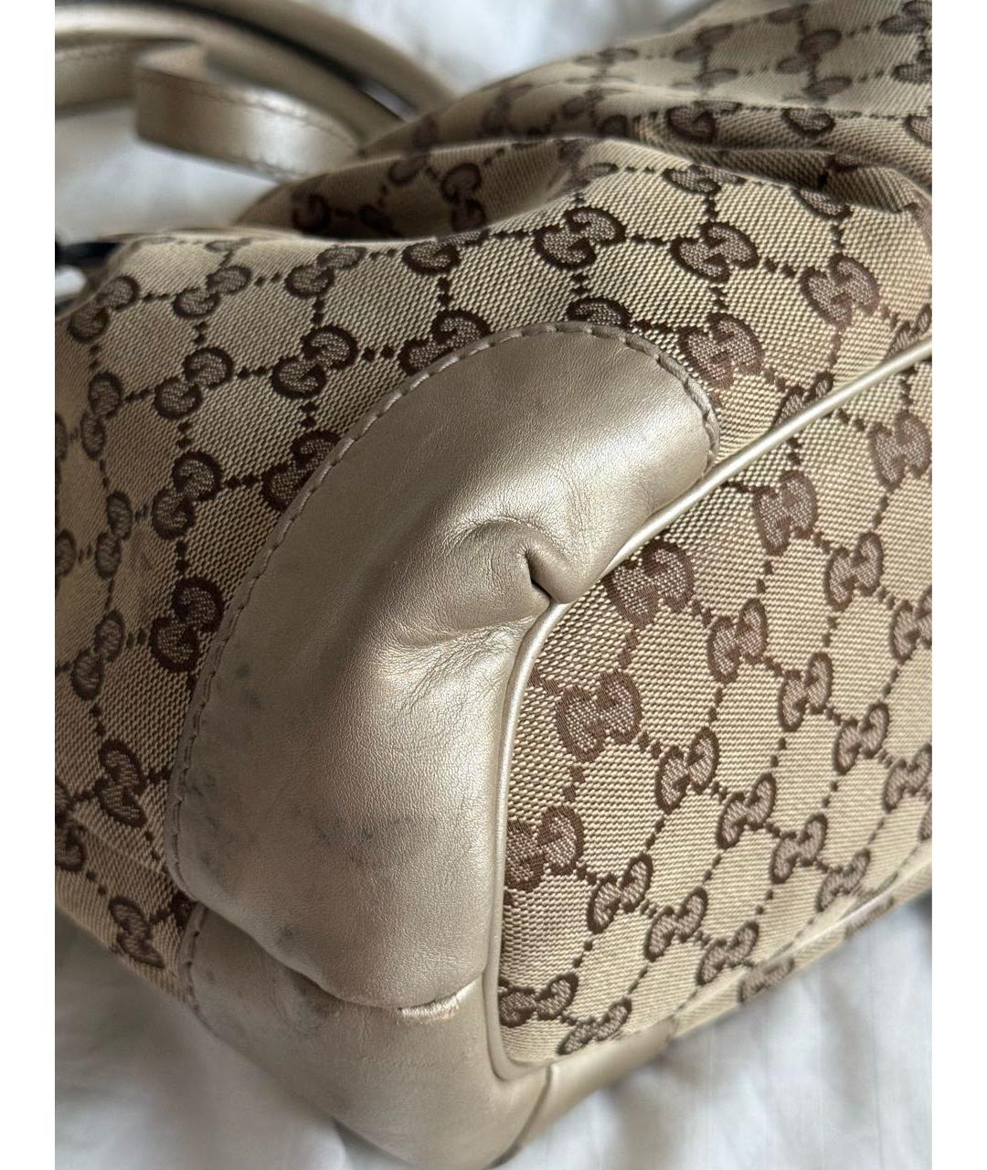 GUCCI Коричневая тканевая сумка с короткими ручками, фото 4